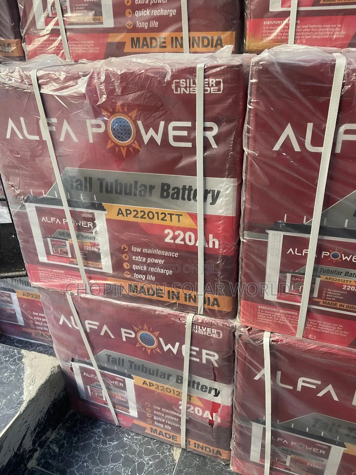 Solar Energy Alfa Power Tubular Battery 220ah/12votts