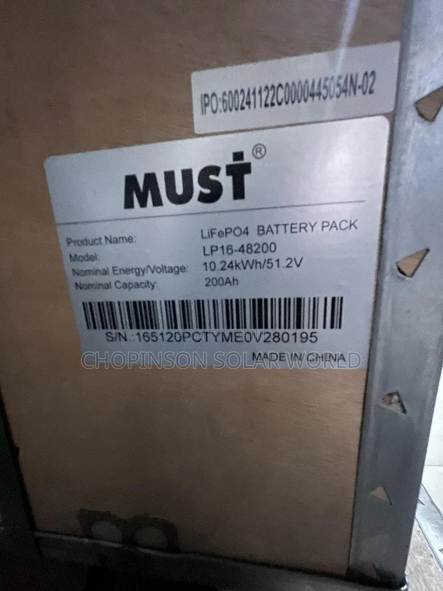 Solar Energy Must Lithium Iron Batteries 10.24kwh/51.2v