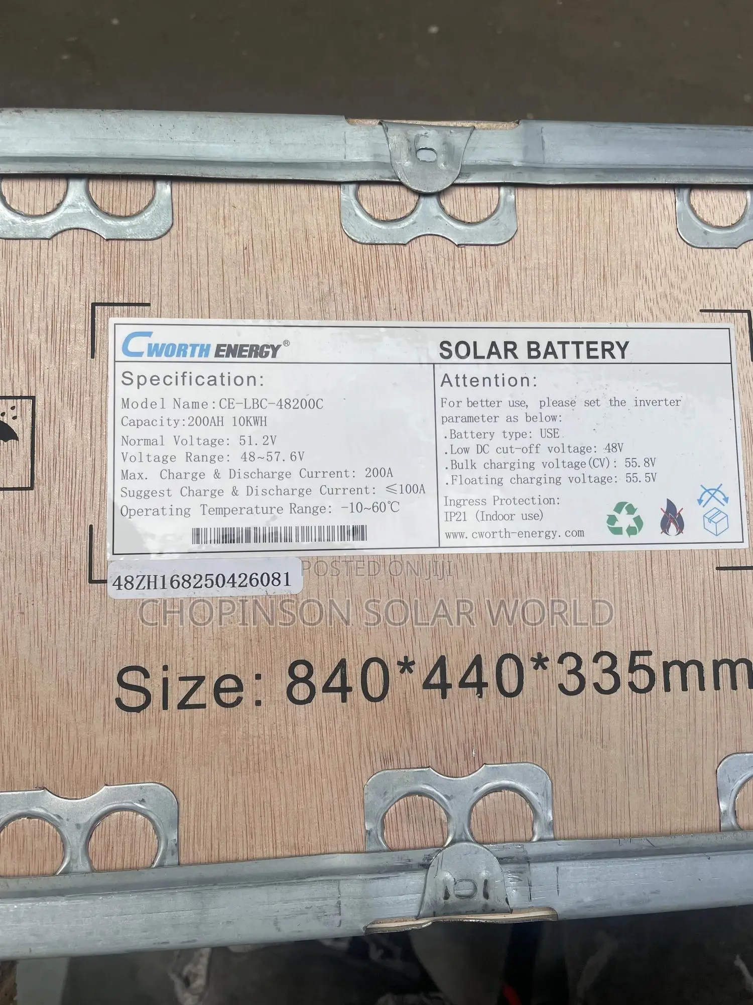 Solar Energy Cworth Lithium Iron Battery