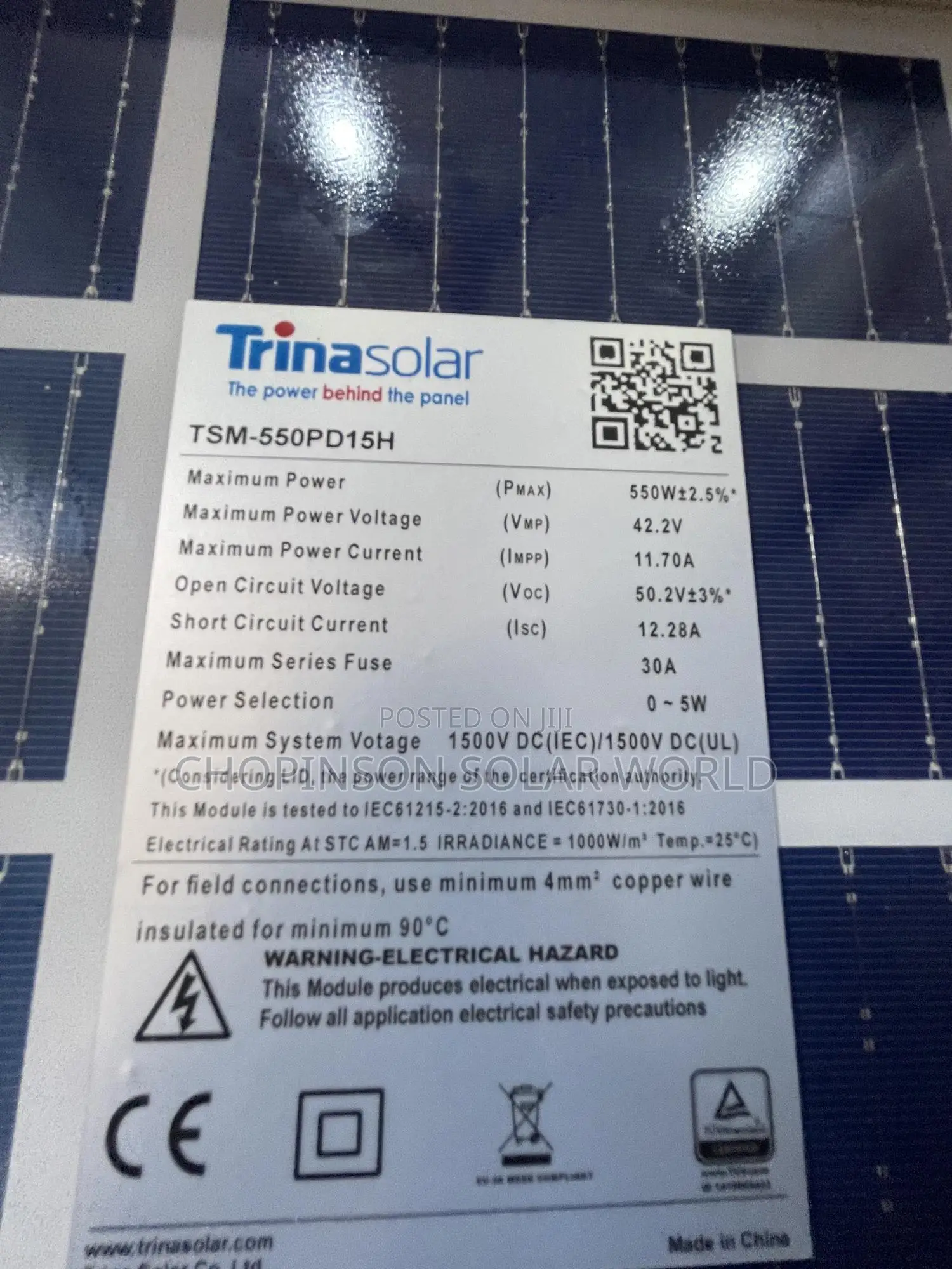 Solar Energy Trina Panels 550watt/48v Byfasha Half Cut