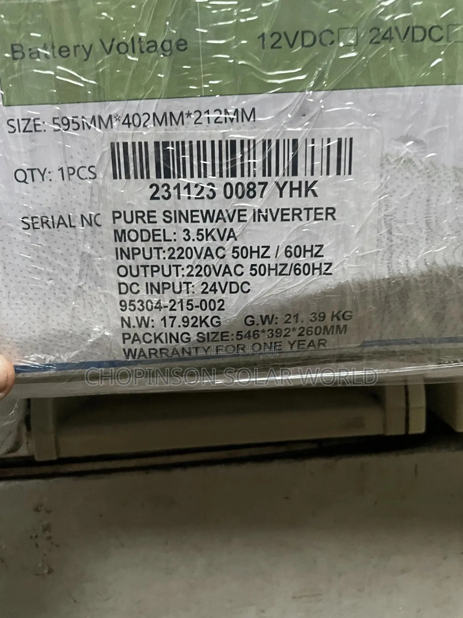 Solar Energy Yohako Inventer Non Hybrid 3.5kva/24v