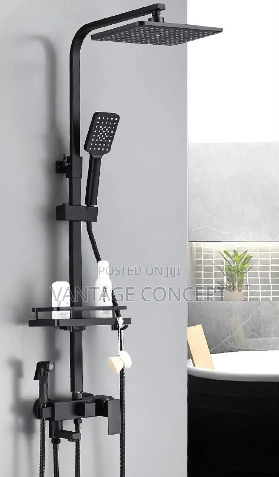 Square Black With Pressing Shower