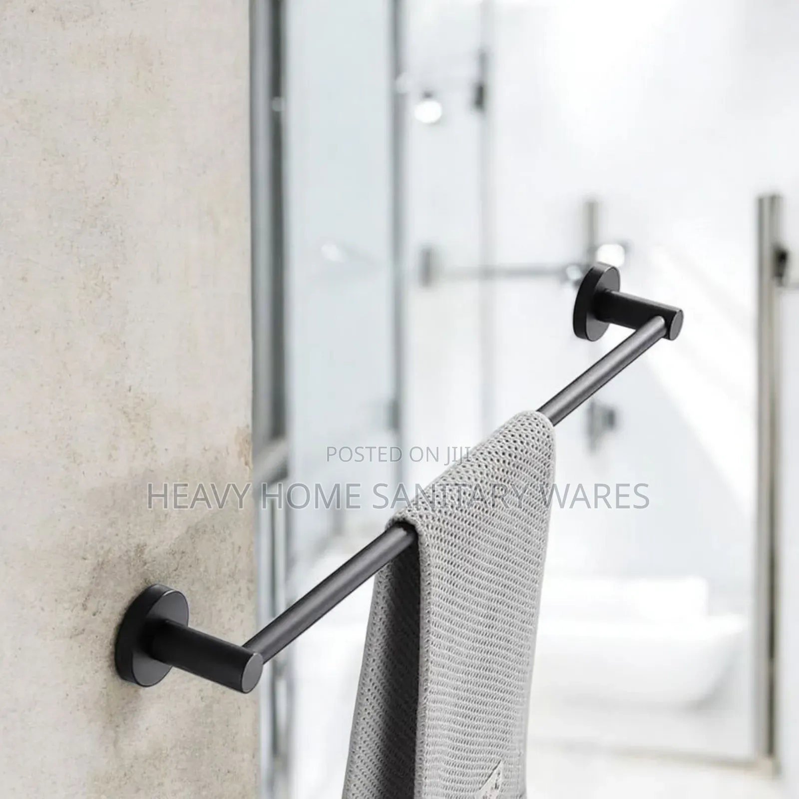 Original Round Matt Black Towel Rails 60 Cm