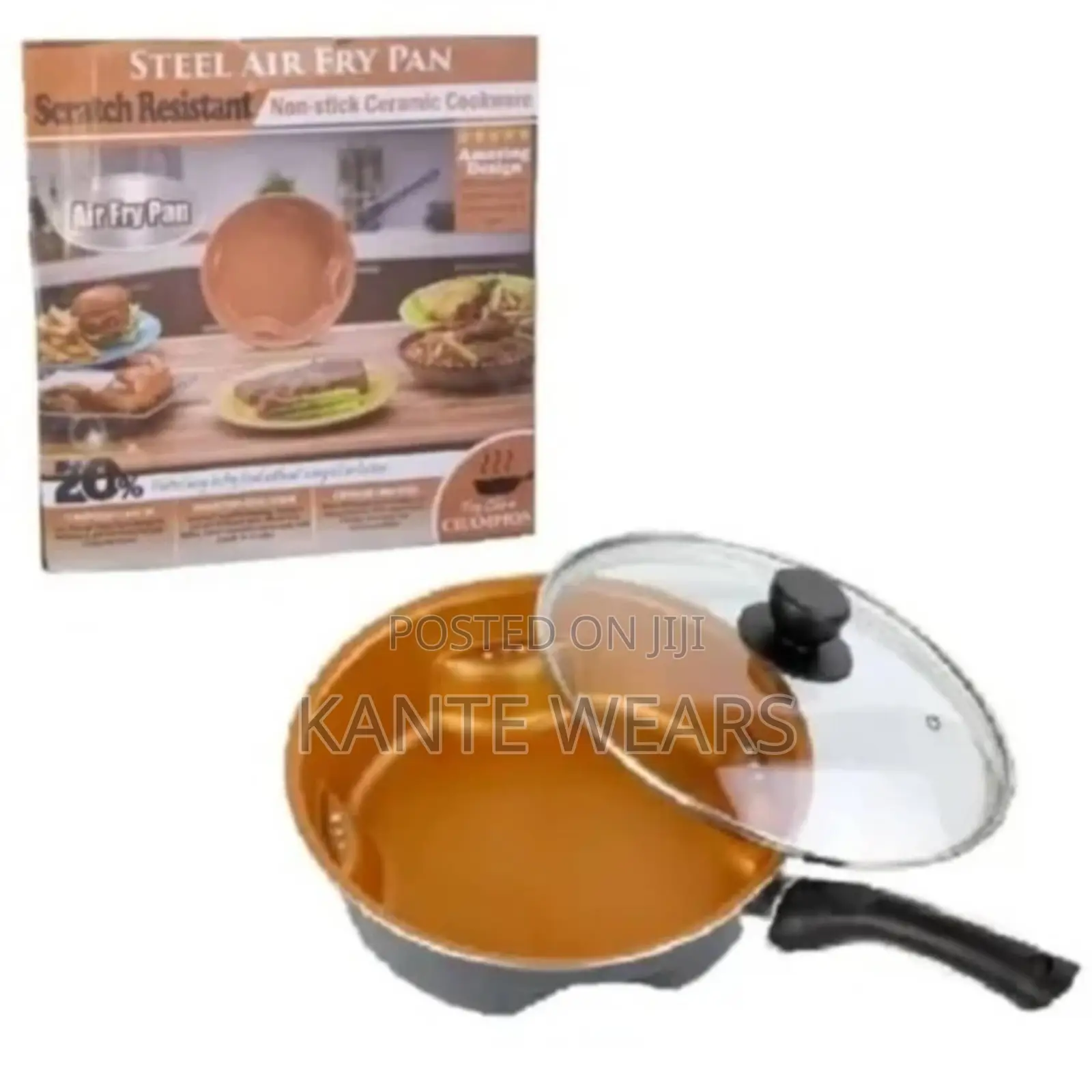 Scratch Resistant Manual Steel Air Fry Pan-30cm