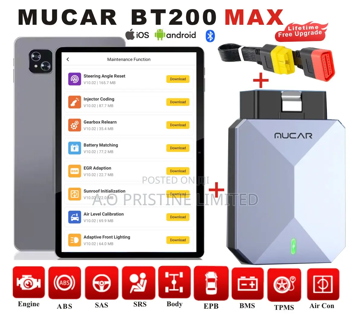 Mucar Bt200 Max Car Scanner Wwith Android Tablet Extension Cable