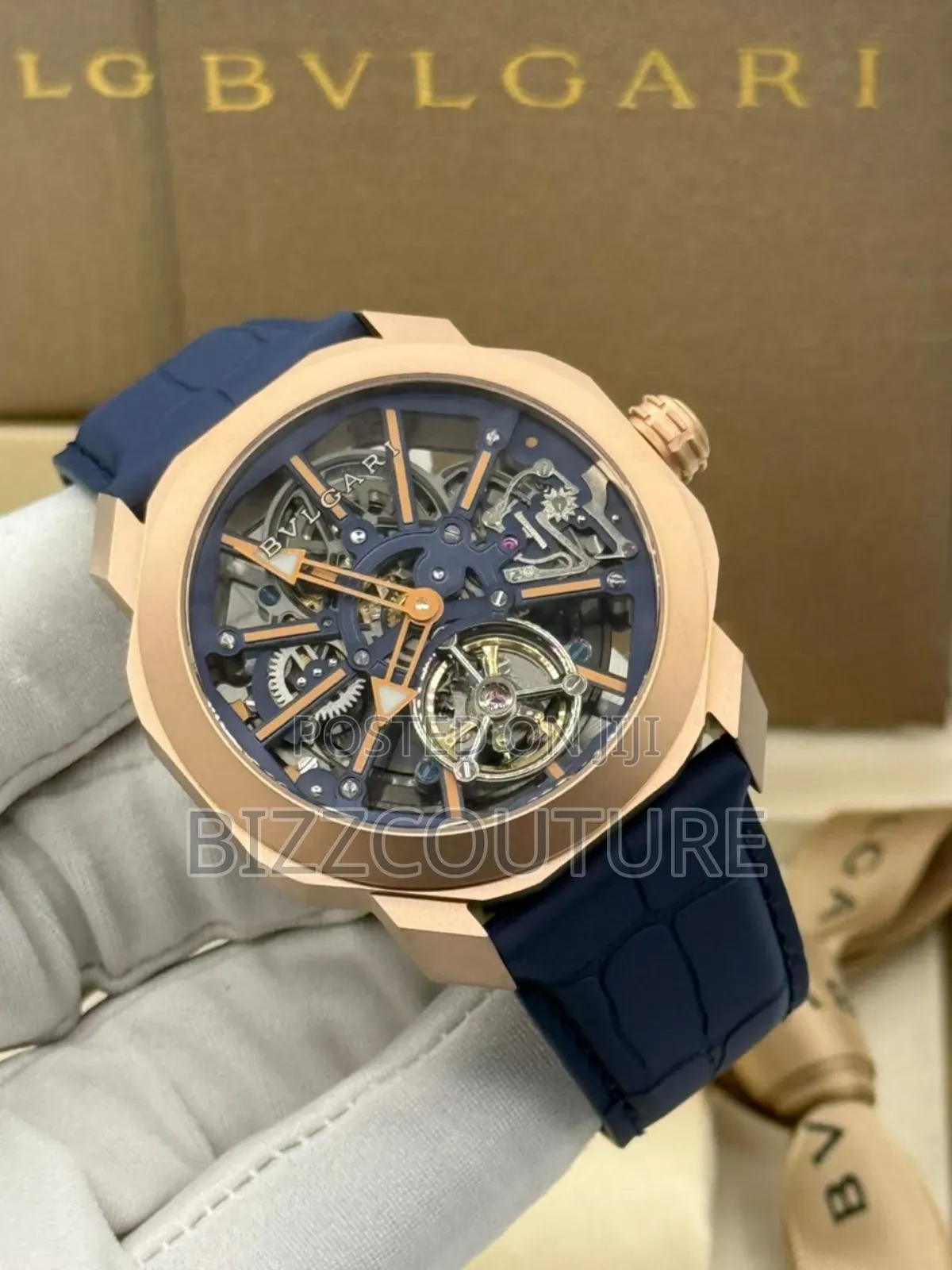 Original Bvlgari Blue Rubber Strap Mechanical Watch in Store