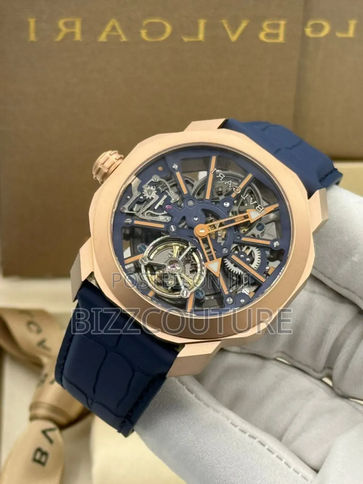 Original Bvlgari Blue Rubber Strap Mechanical Watch in Store