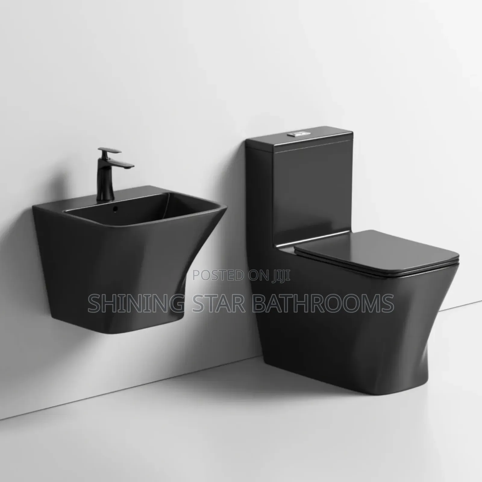 Luxury Black Toilet Set With Wall Hung Basin