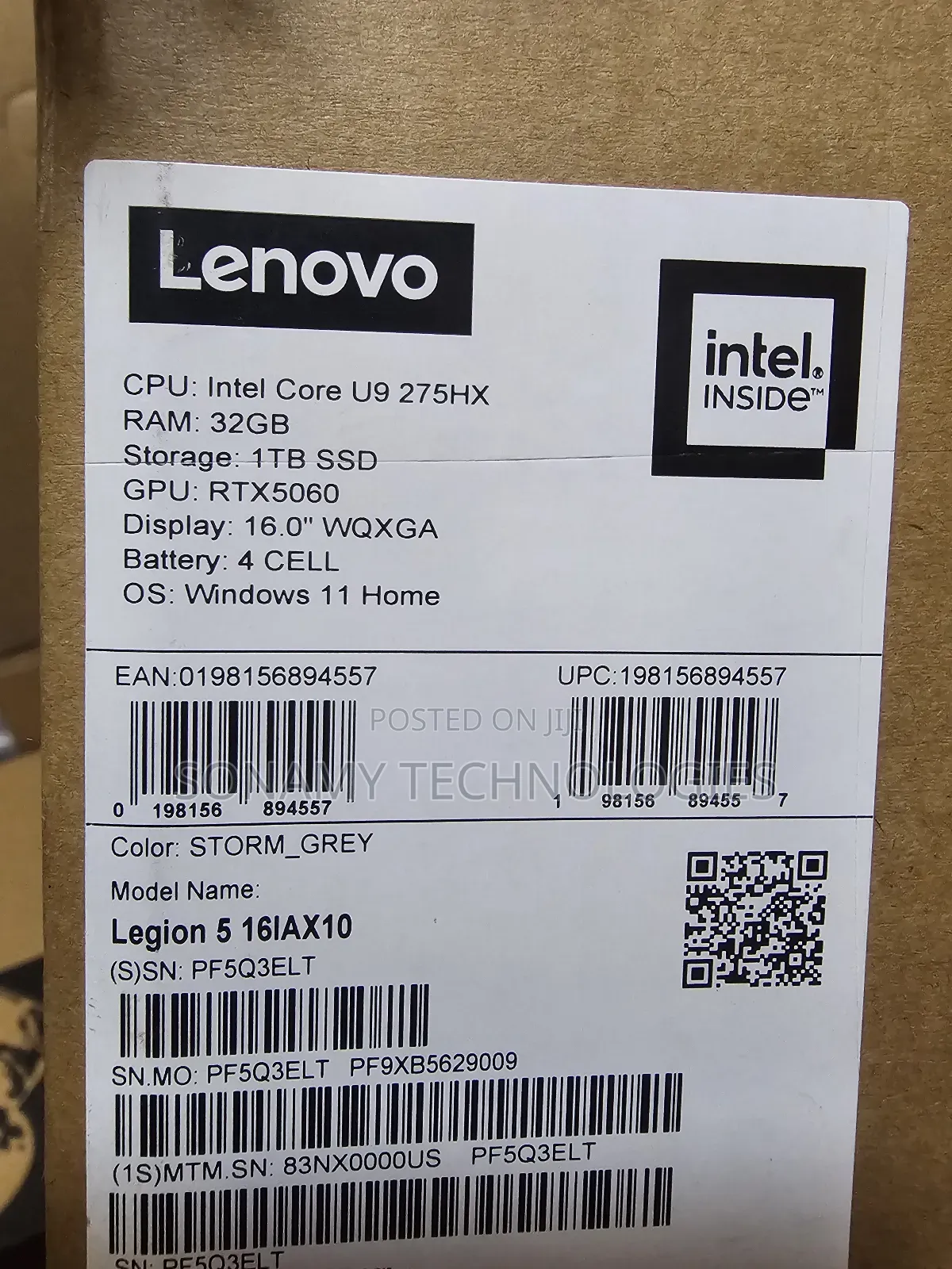 New Laptop Lenovo Legion 5 32GB Intel Core Ultra 9 SSD 1T