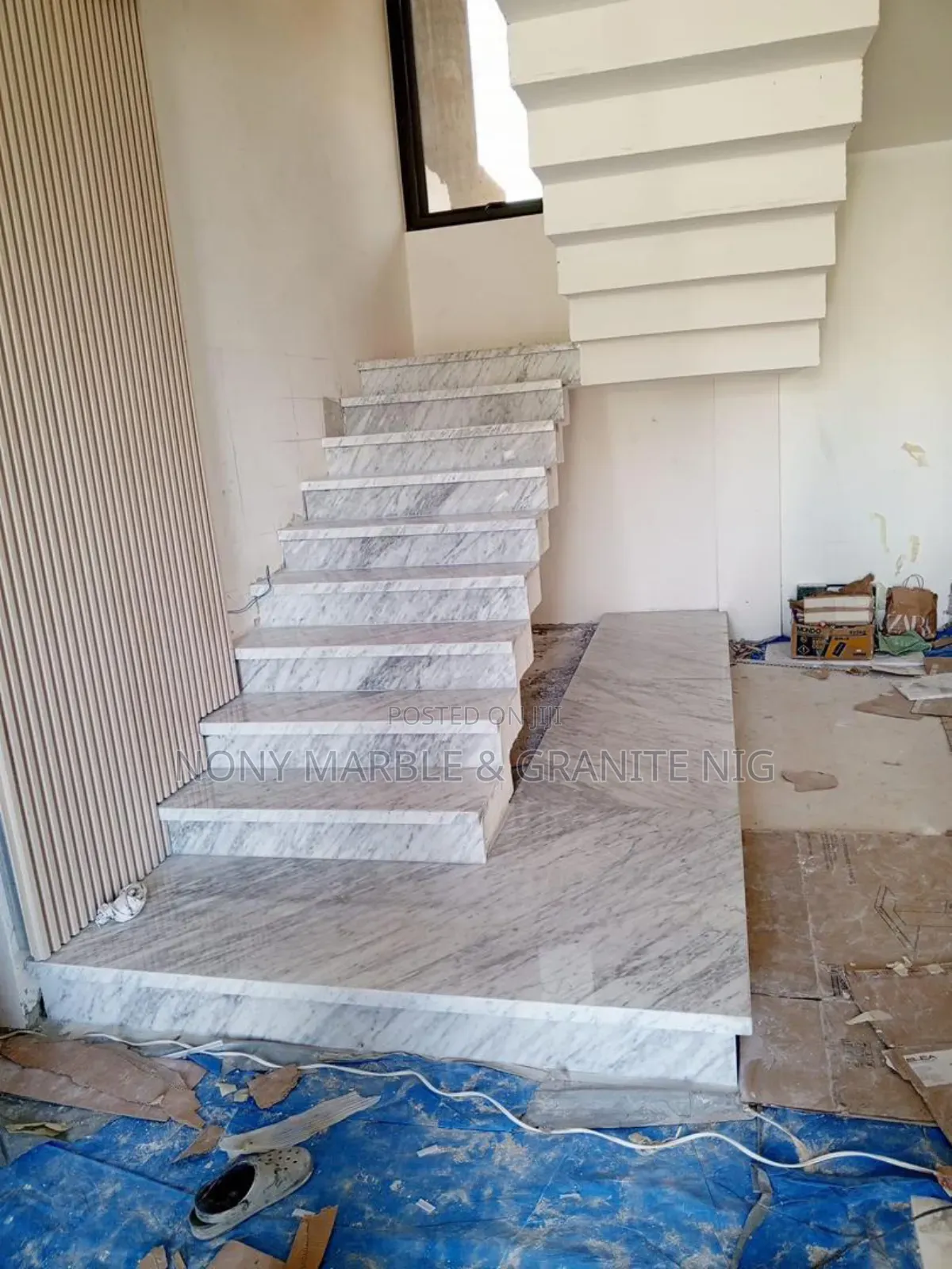 Italian Carara Marble Staircase