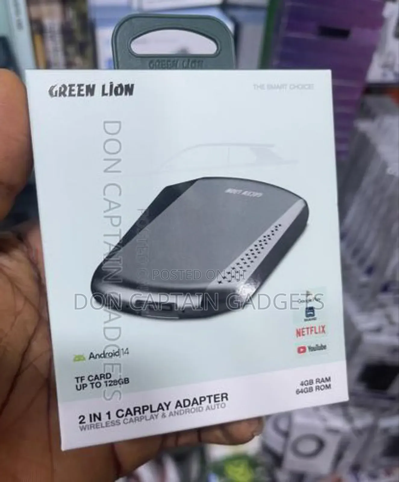 Green Loin Wireless Car Play Adapter and Android Auto 4gb / 64gb