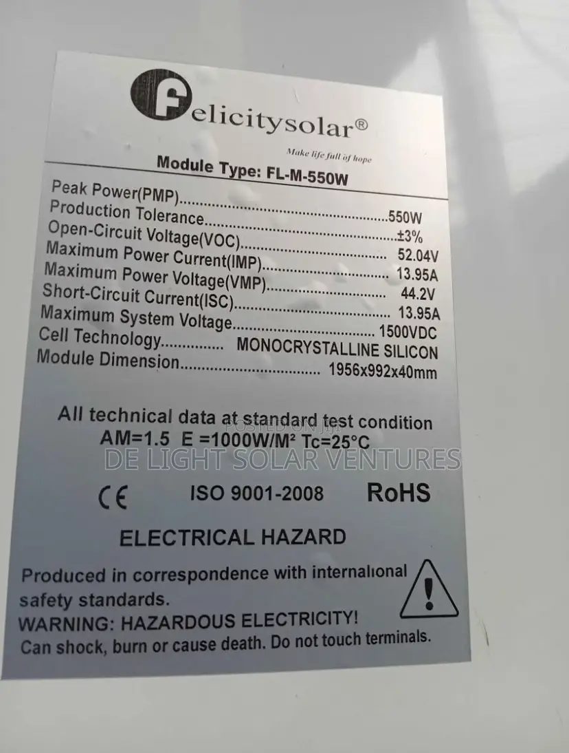 550watts Felicity Solar Panels Is Available