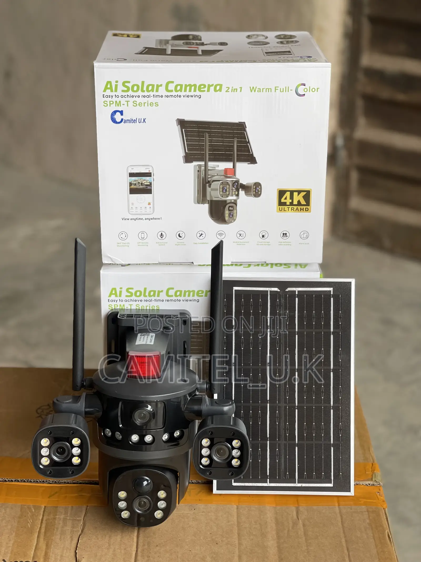 V380 Dual Lens 3-Screen Ai Solar Camera