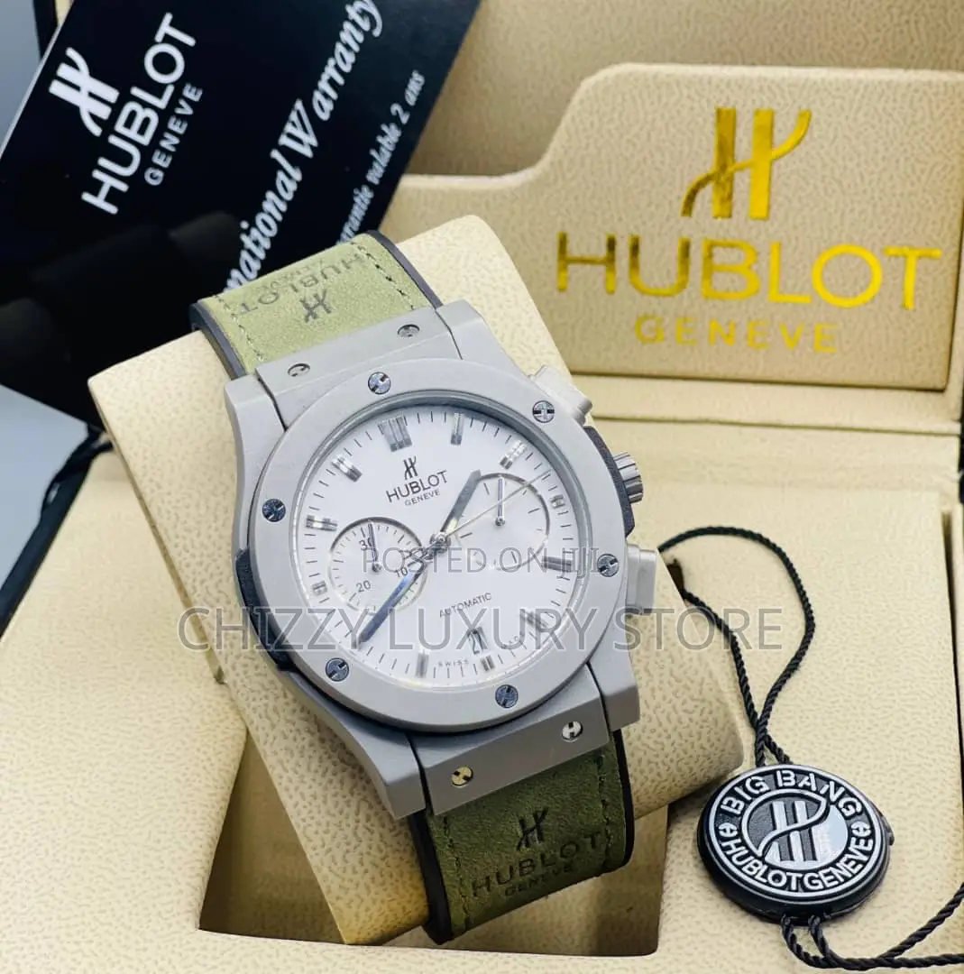 Hublot Quality Luxury Men Genuine Leather Water Resistant Wristwatch