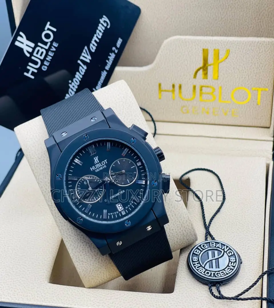 Hublot Quality Luxury Men Genuine Leather Water Resistant Wristwatch