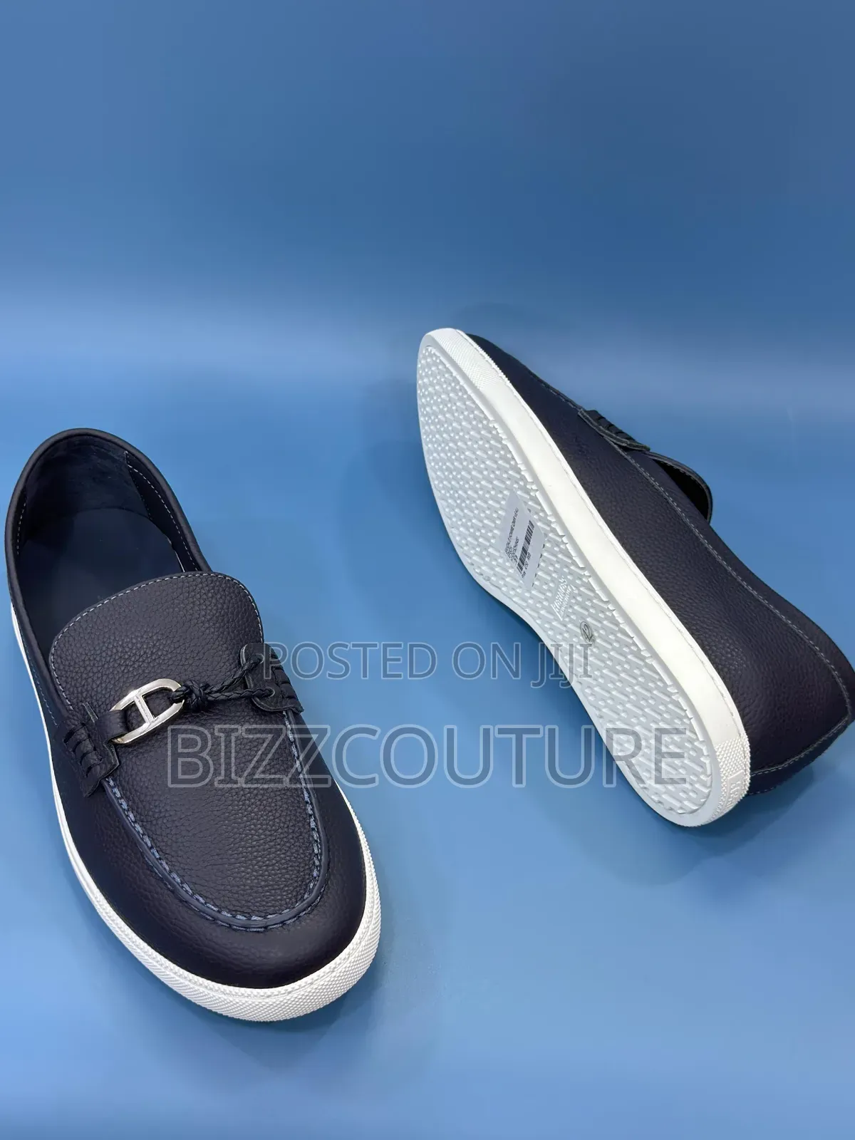 Original Hermes Black Leather Slip-on Loafers Available in Store