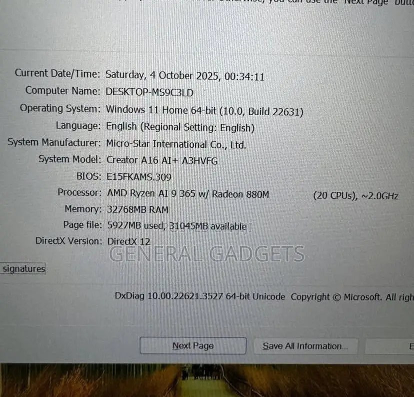Laptop MSI 32GB AMD Ryzen 9 SSD 2T
