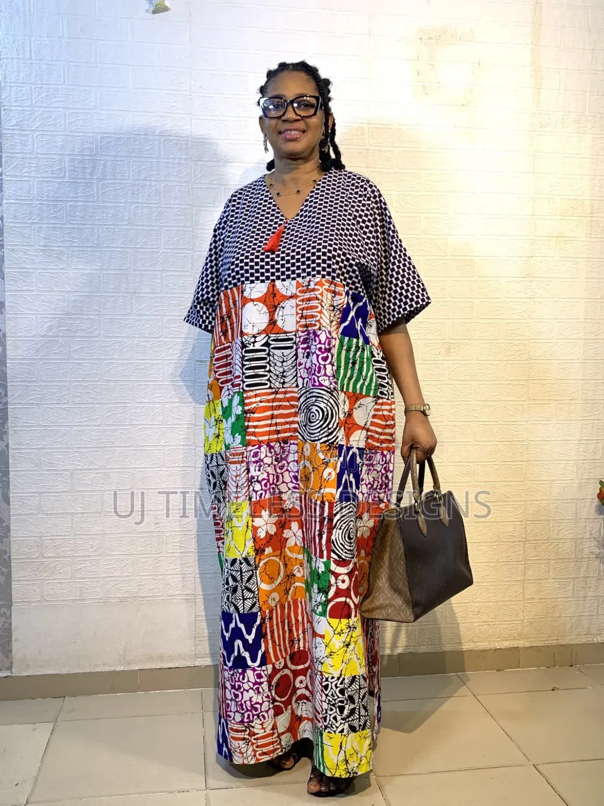 Long Ankara Mixed Gown