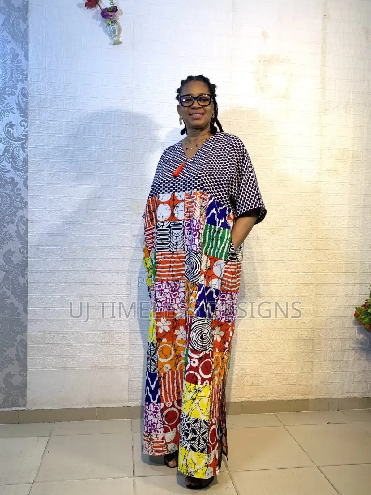 Long Ankara Mixed Gown