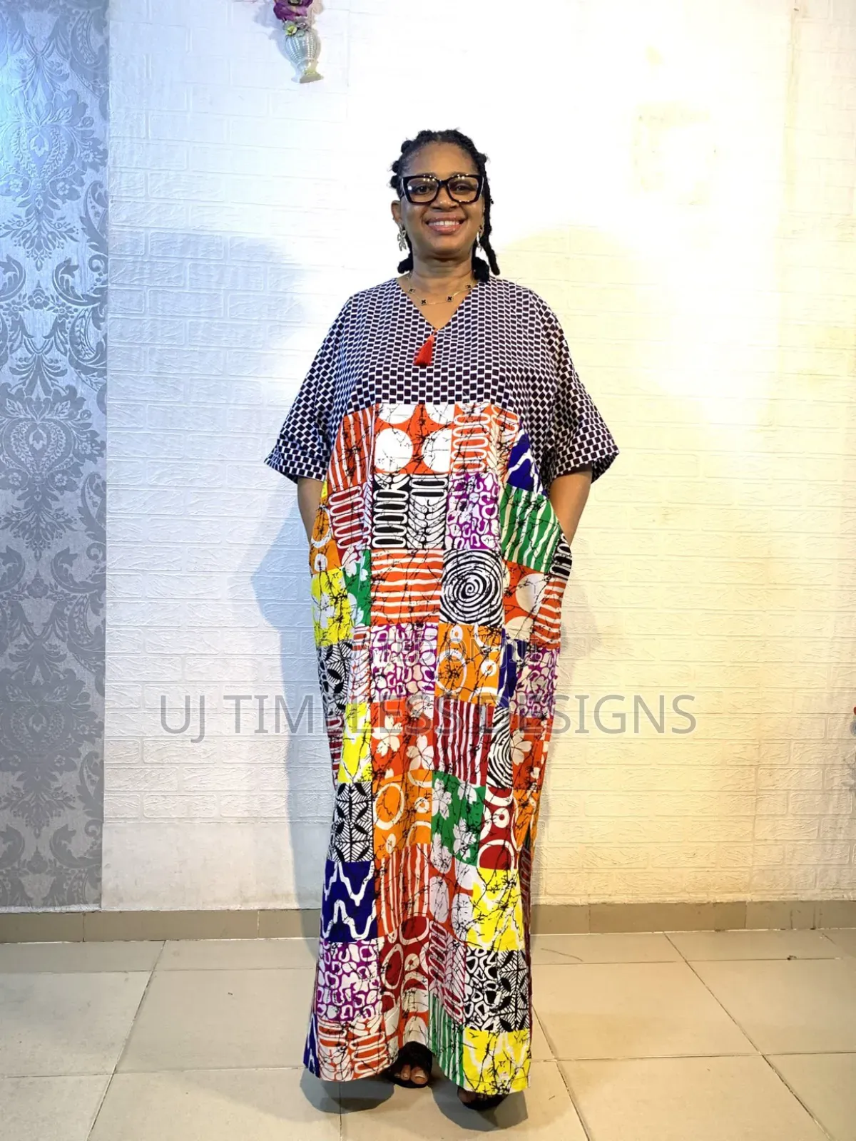 Long Ankara Mixed Gown