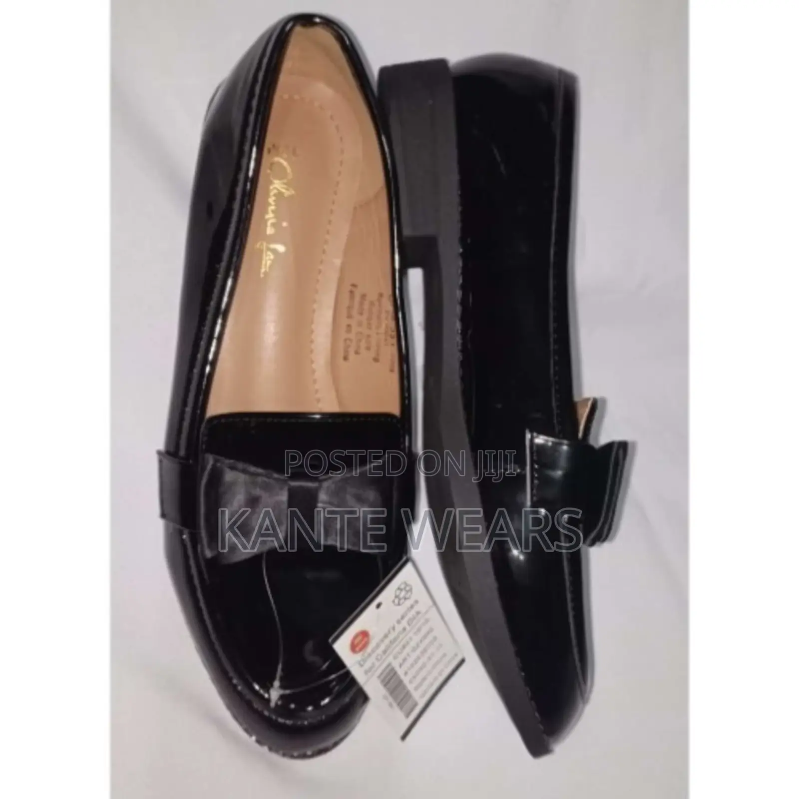 Olivia Leathered Satin Bow Taped Shoe for Ladies