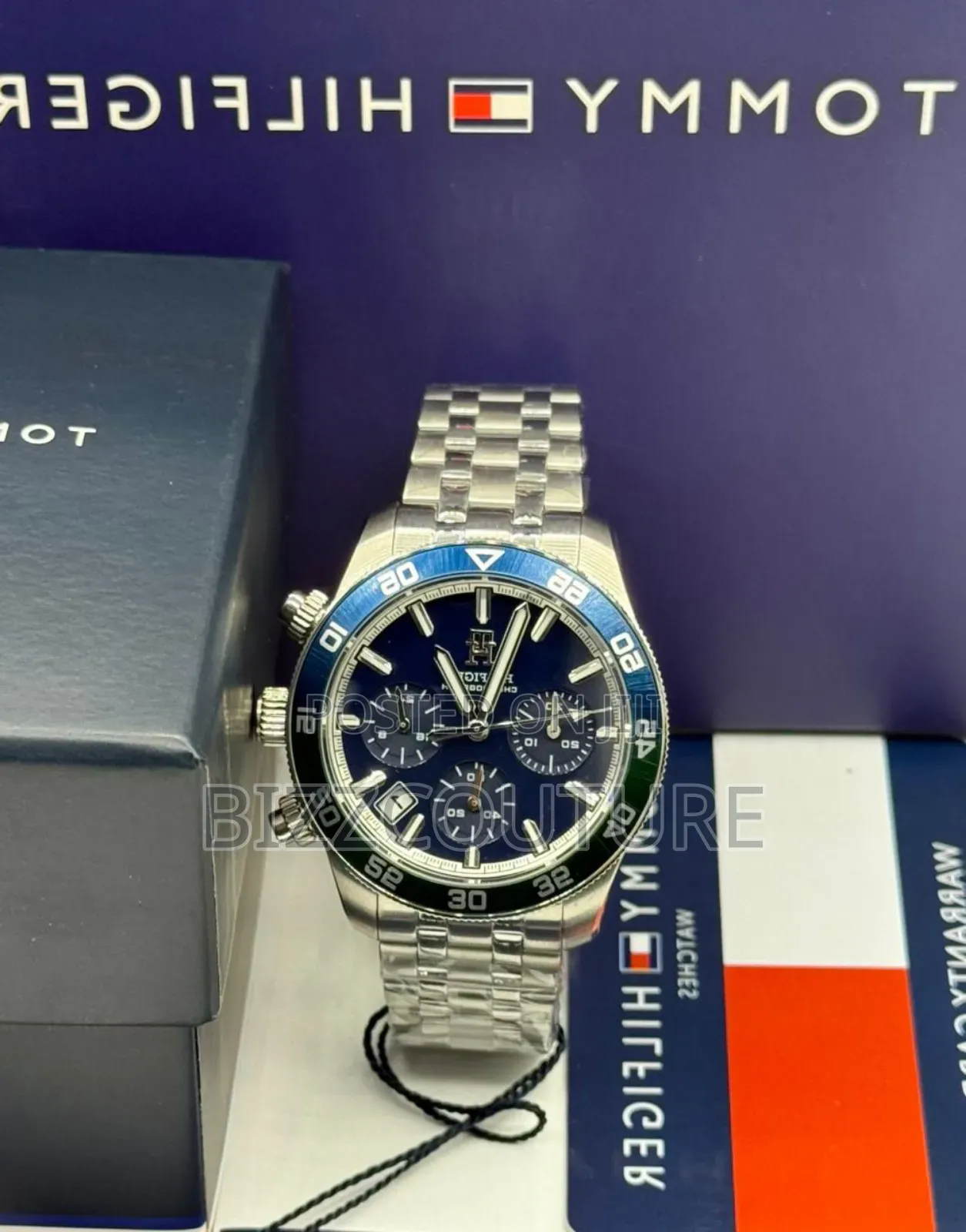 Original Tommy Hilfiger Silver Stainless Steel Calendar Quartz Watch