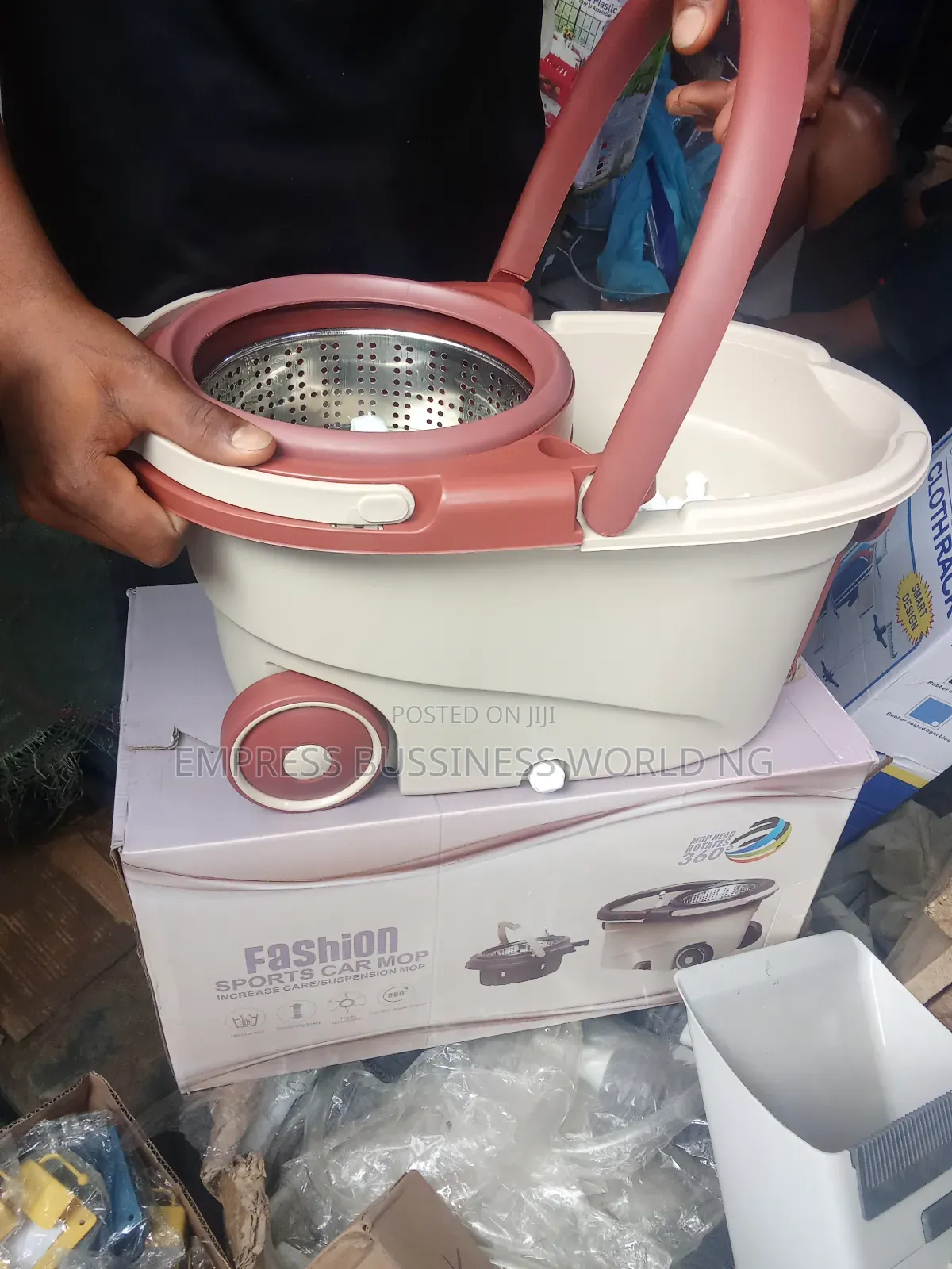 Heavy Duty Spin Mop and Bucket With Tyres