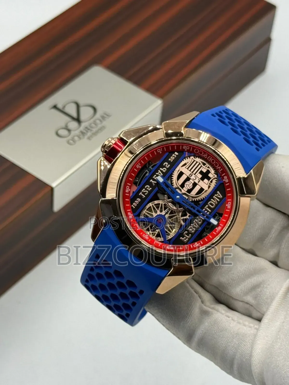 Original Jacob and Co Blue Rubber Strap Mechanical Watch in Store