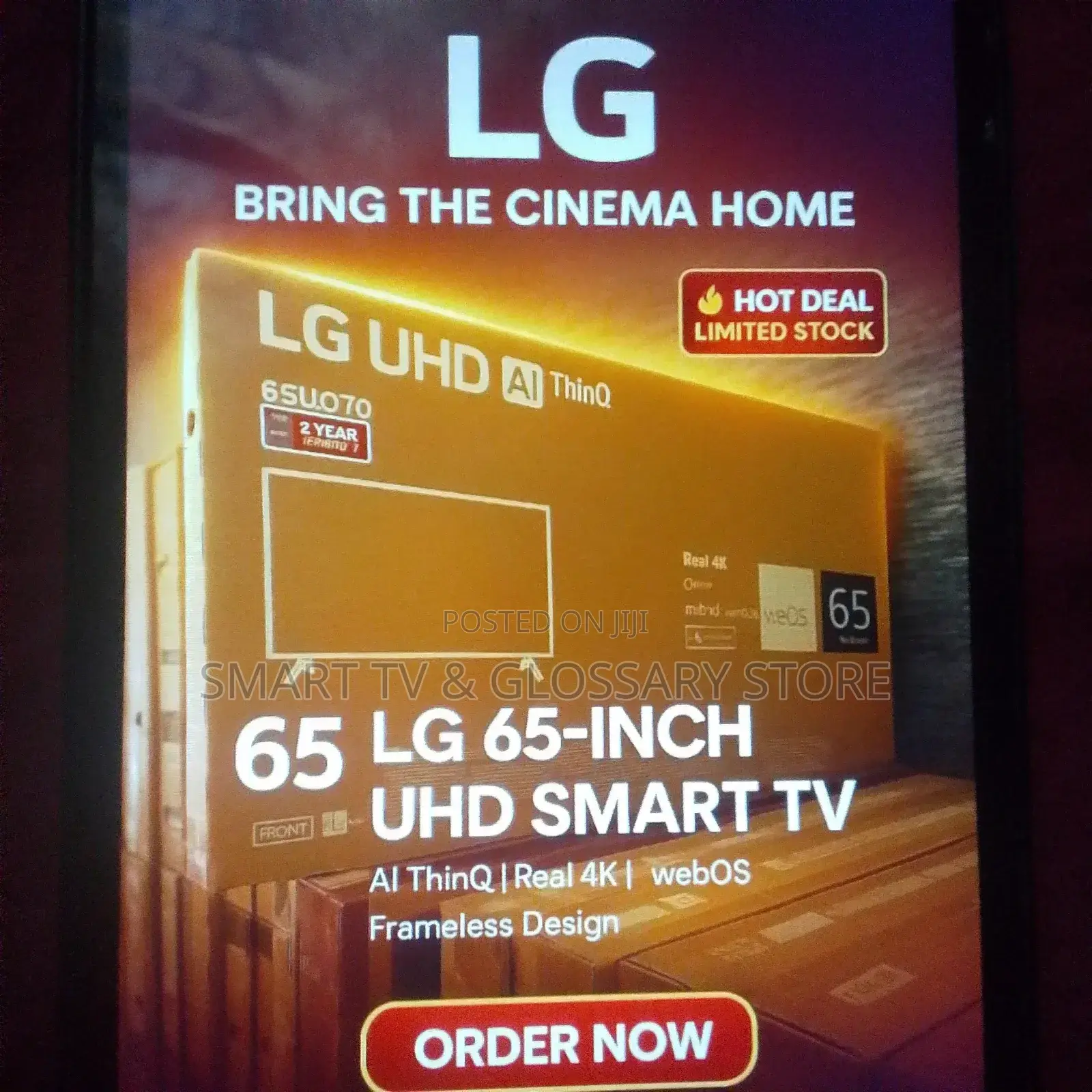 65 Inches Smart Tv With in-Built Bluetooth Wifi and Facebook Page