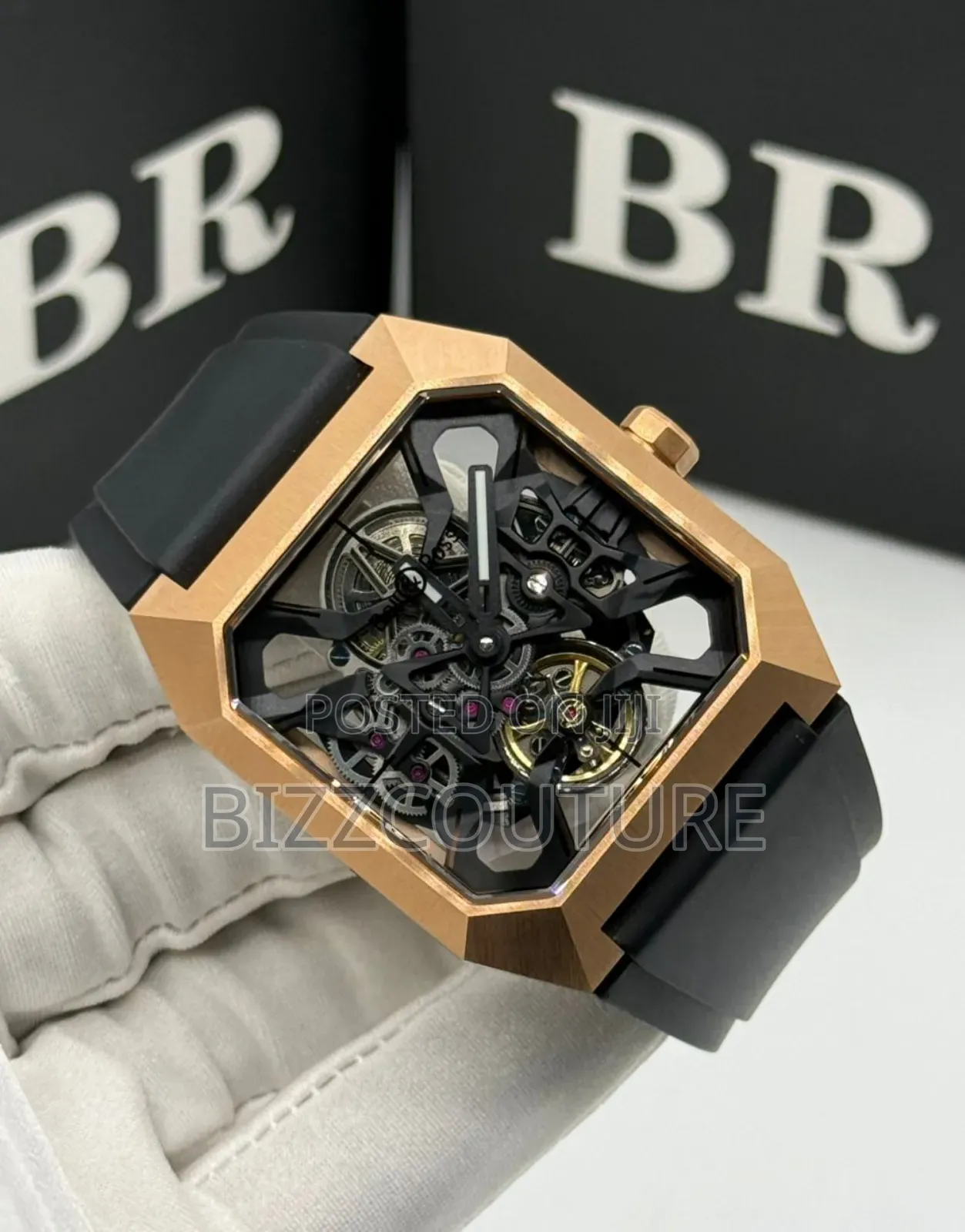 Original Bell and Ross Black Rubber Strap Mechanical Watch
