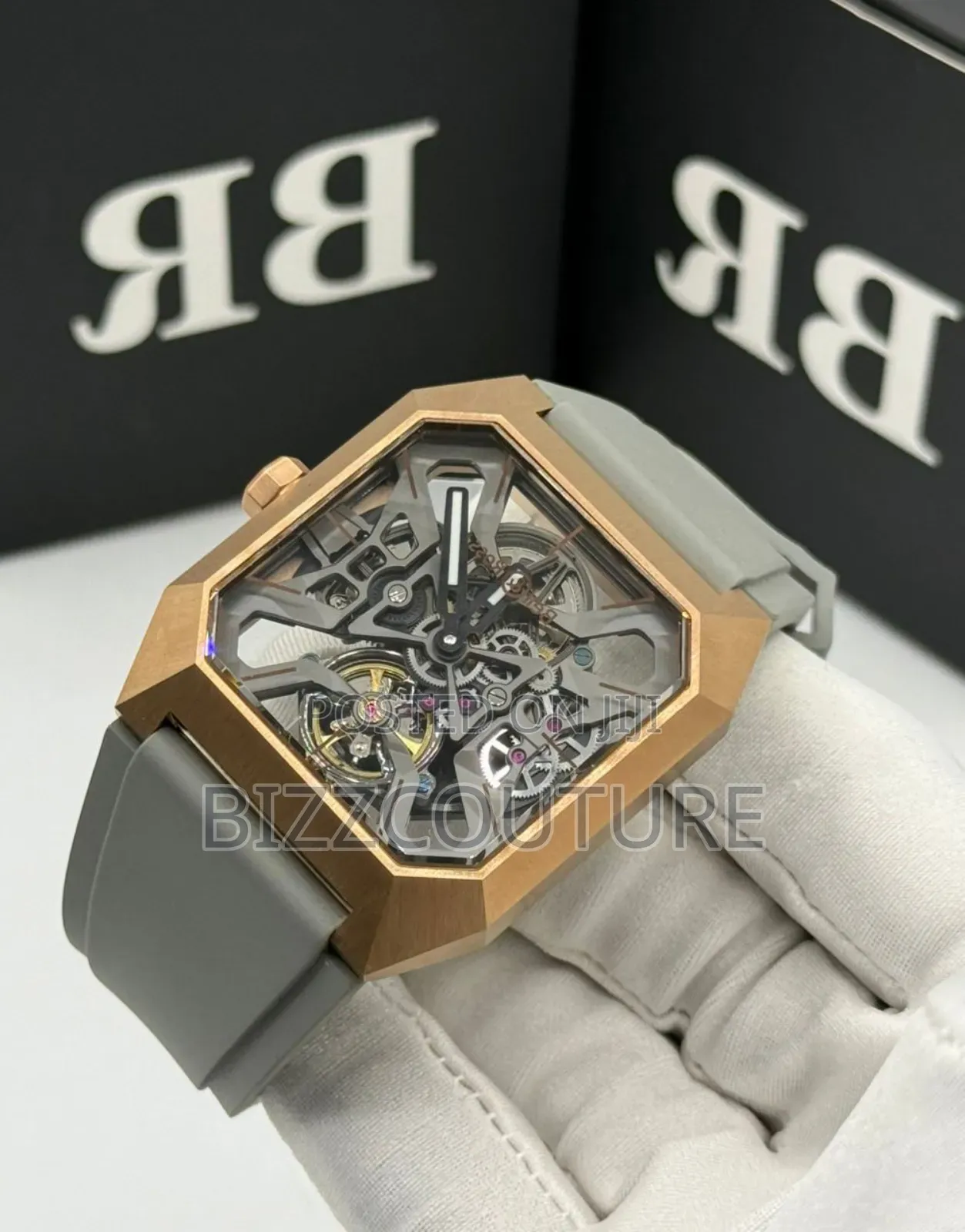 Original Bell Ross Gray Rubber Strap Mechanical Watch in Store