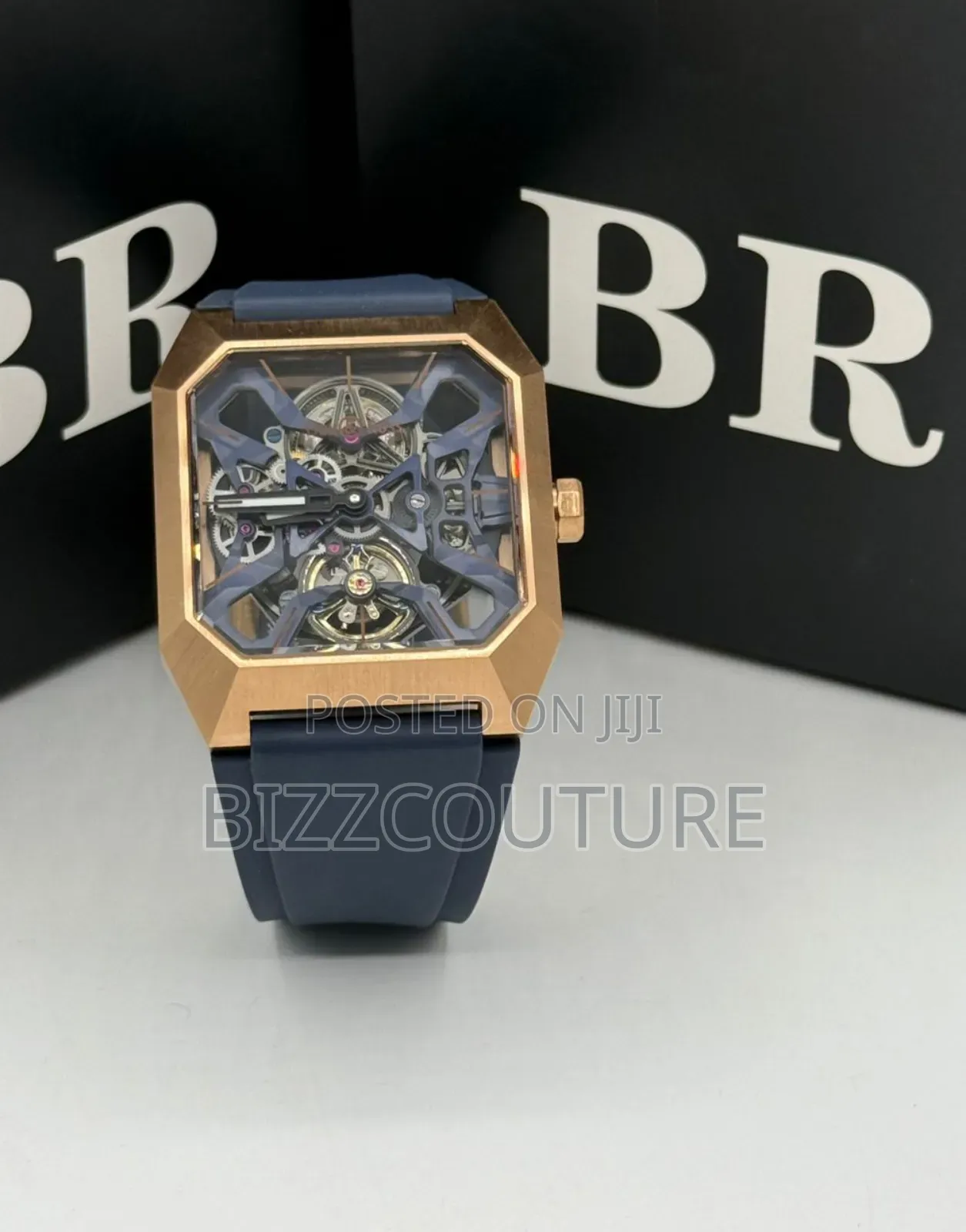 Original Bells Ross Blue Rubber Strap Mechanical Watch