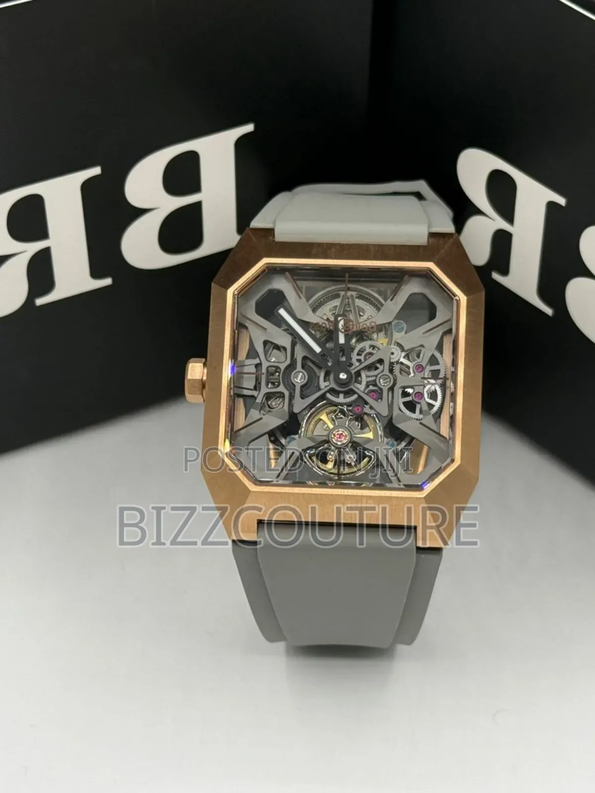 Original Bell Ross Gray Rubber Strap Mechanical Watch
