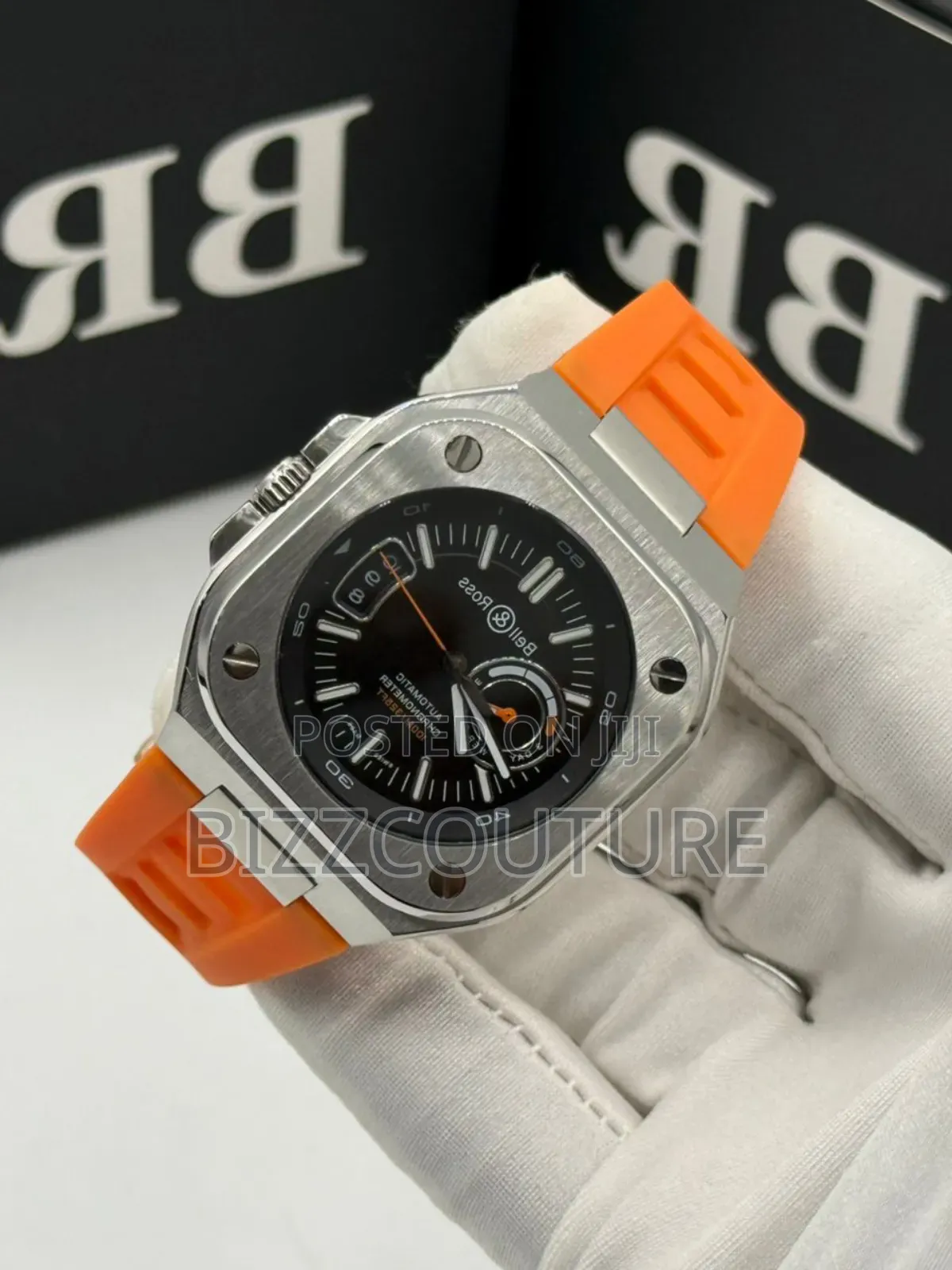 Original Bell Ross Orange Rubber Strap Calendar Watch
