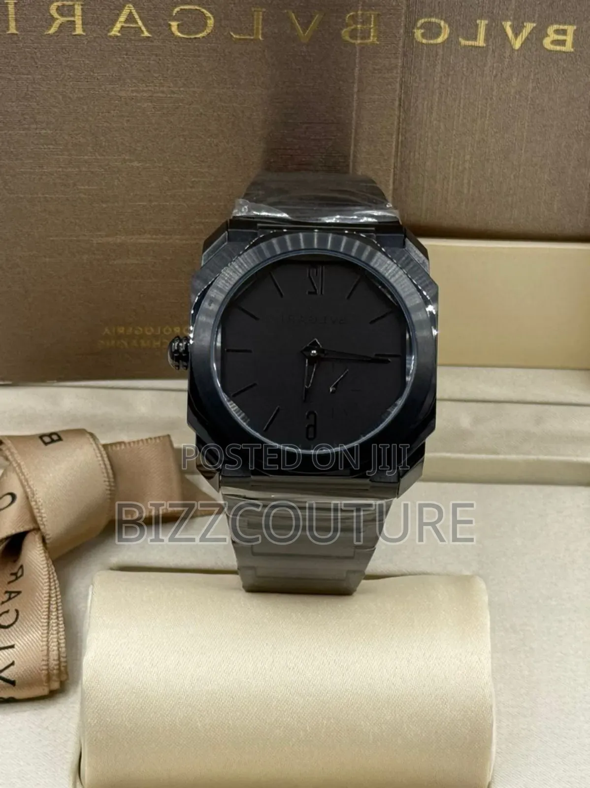 Original Bvlgari Black Stainless Steel Quartz Watch in Store