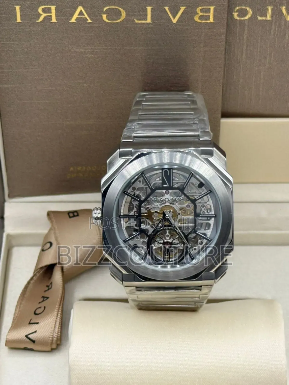 Original Bvlgari Silver Stainless Steel Mechanical Analog Watch