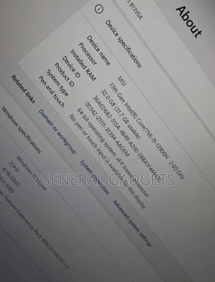 Laptop MSI 32GB Intel Core I9 SSD 1T