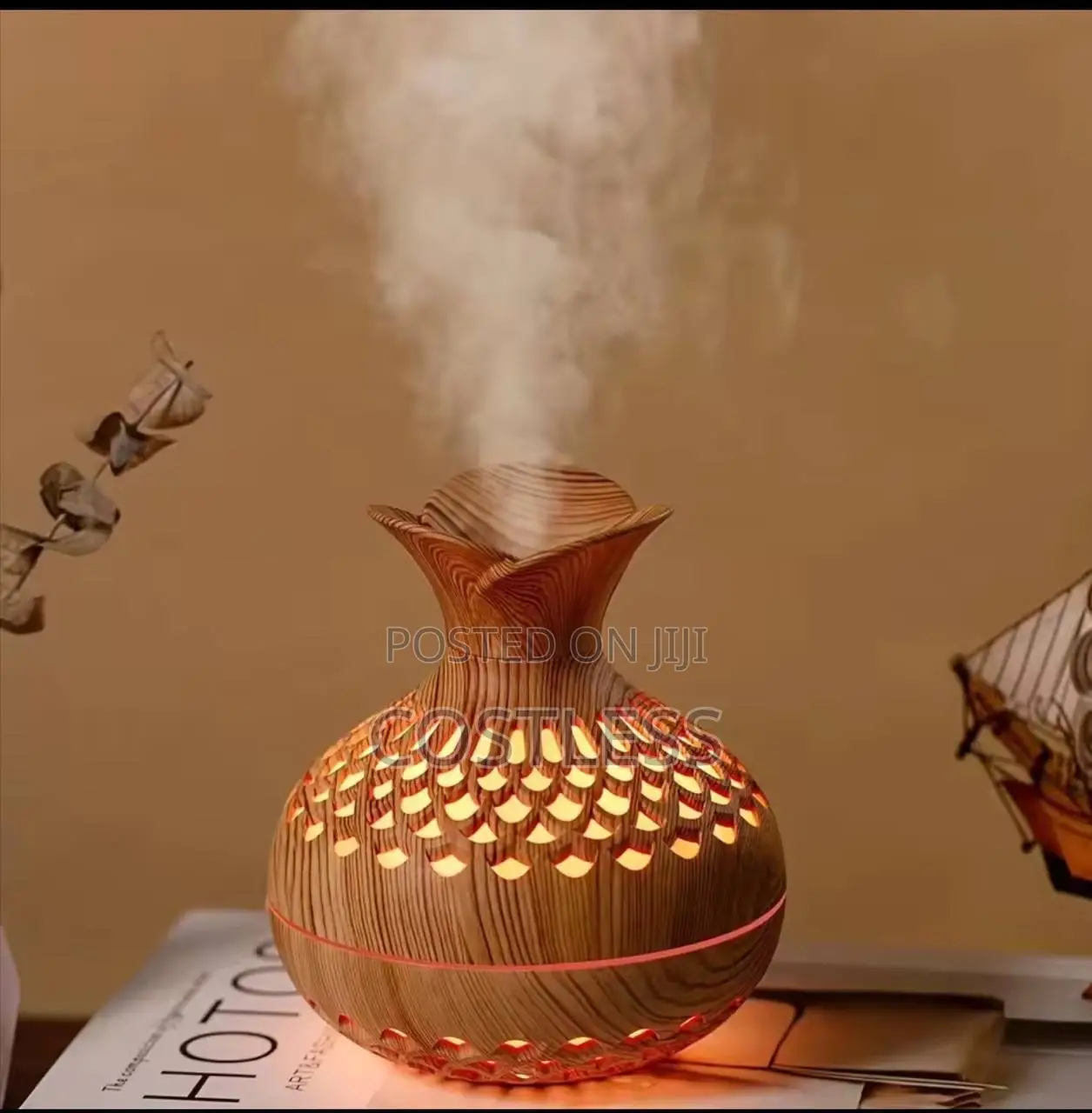 Hollow Vase Shape Humidifier With Colorful Night Lights