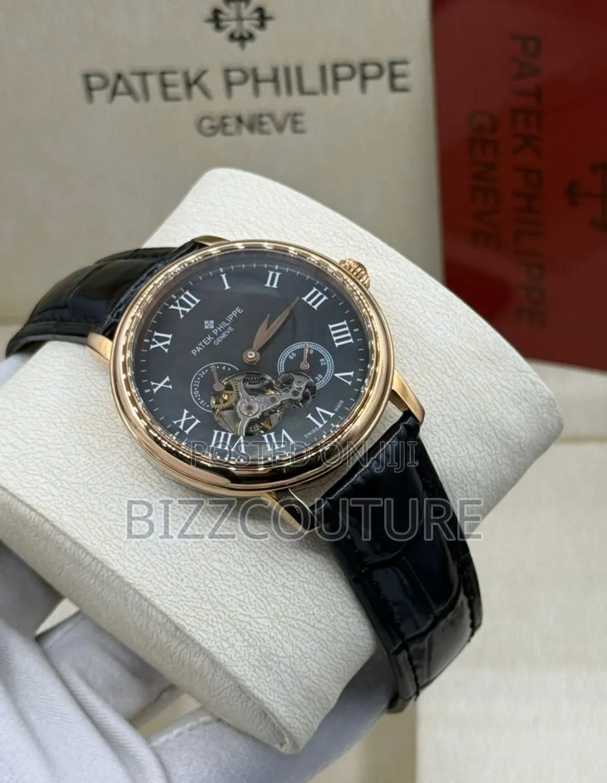 Original Patek Philippe Black Genuine Leather Strap Mechanical Watch