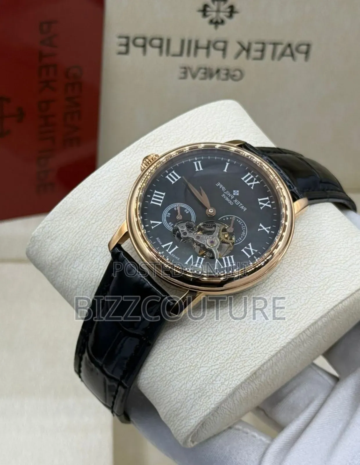 Original Patek Philippe Black Genuine Leather Strap Mechanical Watch