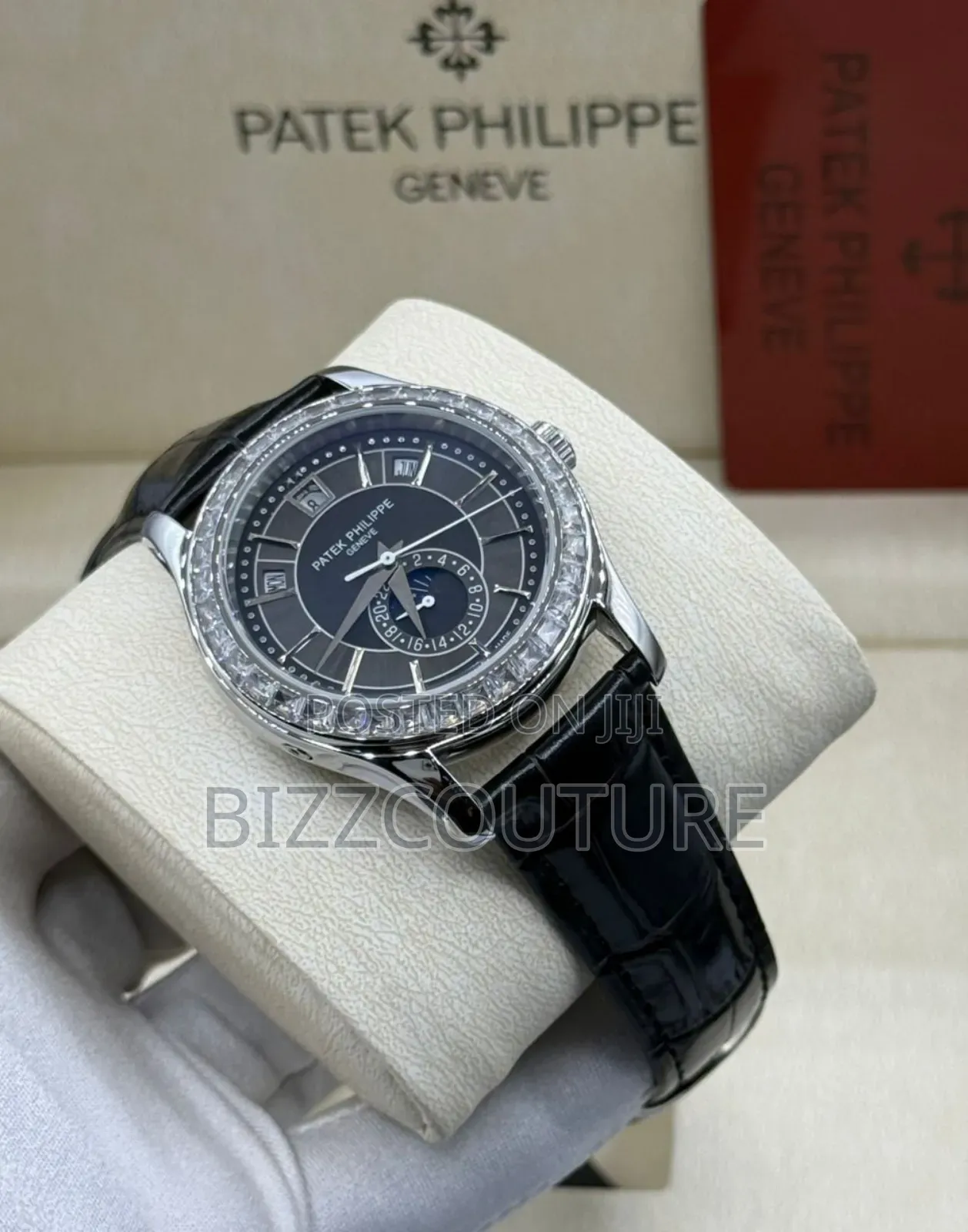 Original Patek Philippe Black Genuine Leather Strap Quartz Watch