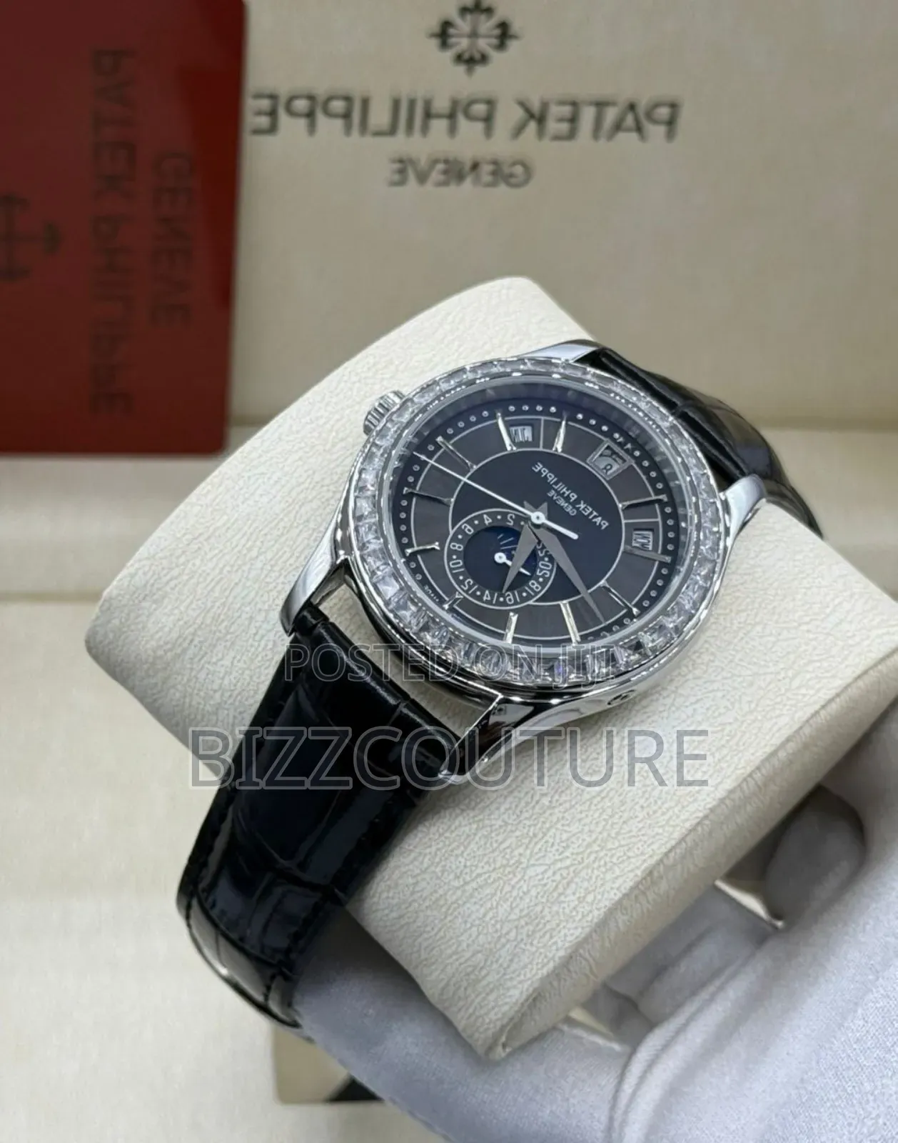 Original Patek Philippe Black Genuine Leather Strap Quartz Watch