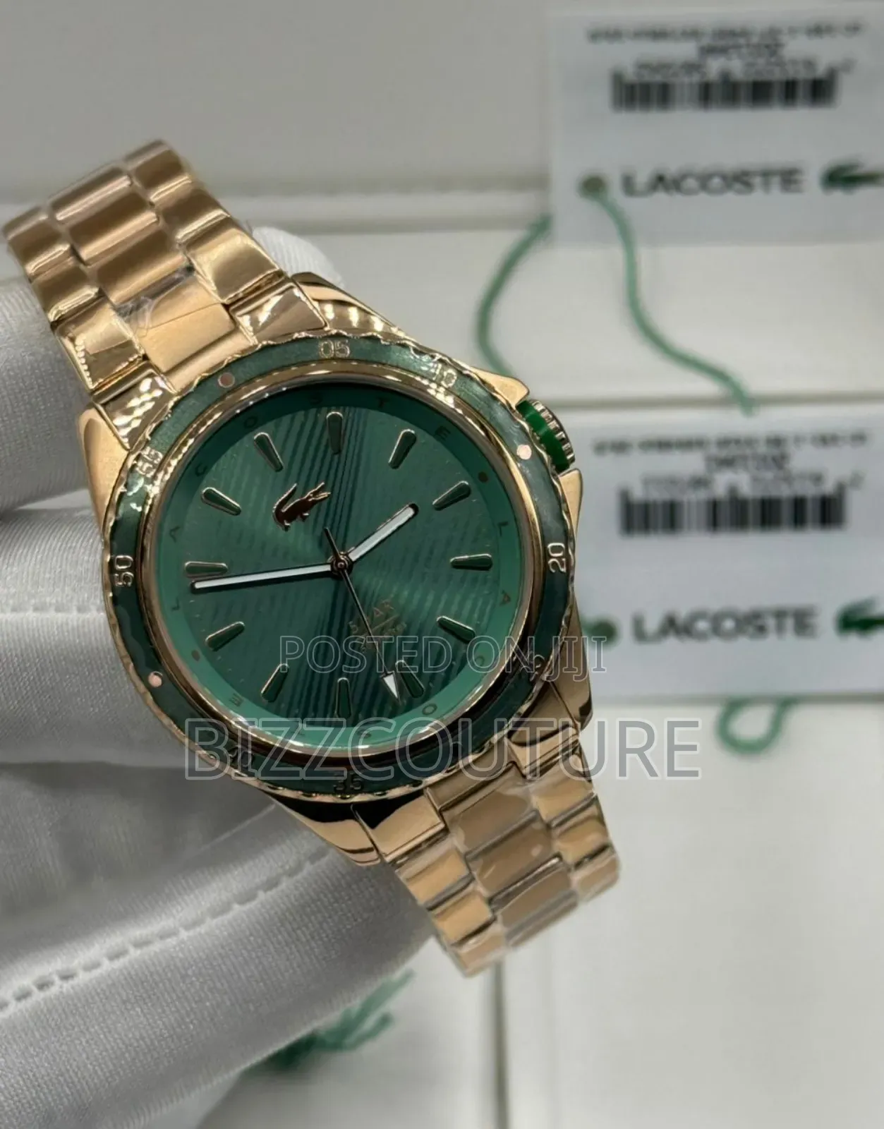 Original Lacoste Gold Stainless Steel Green Dial Quartz Watch