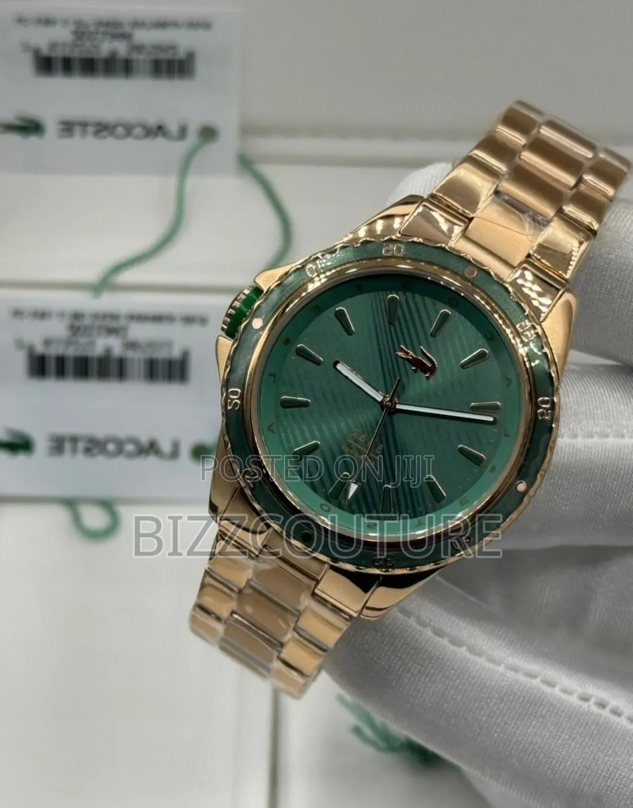 Original Lacoste Gold Stainless Steel Green Dial Quartz Watch