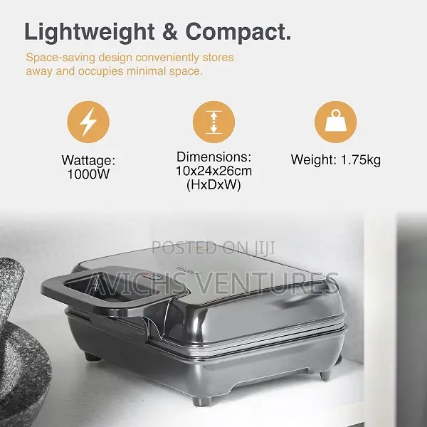 Compact Stainless Steel Dual Belgian Waffle Maker