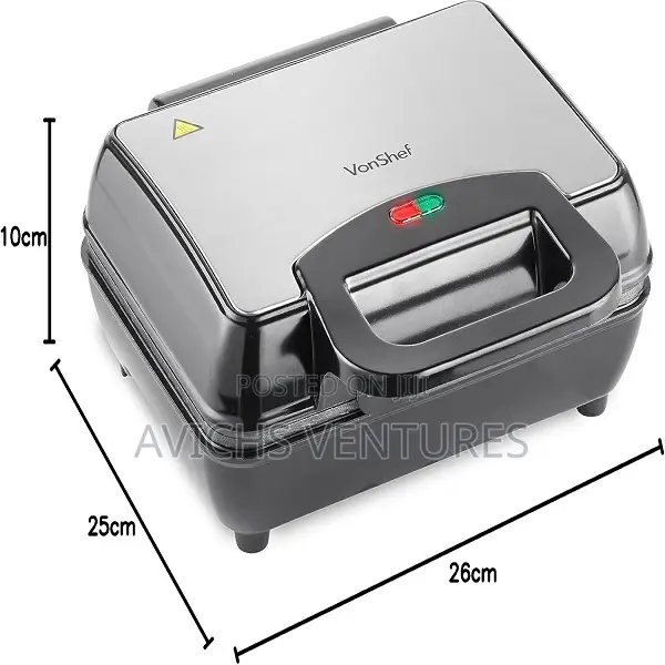 Compact Stainless Steel Dual Belgian Waffle Maker
