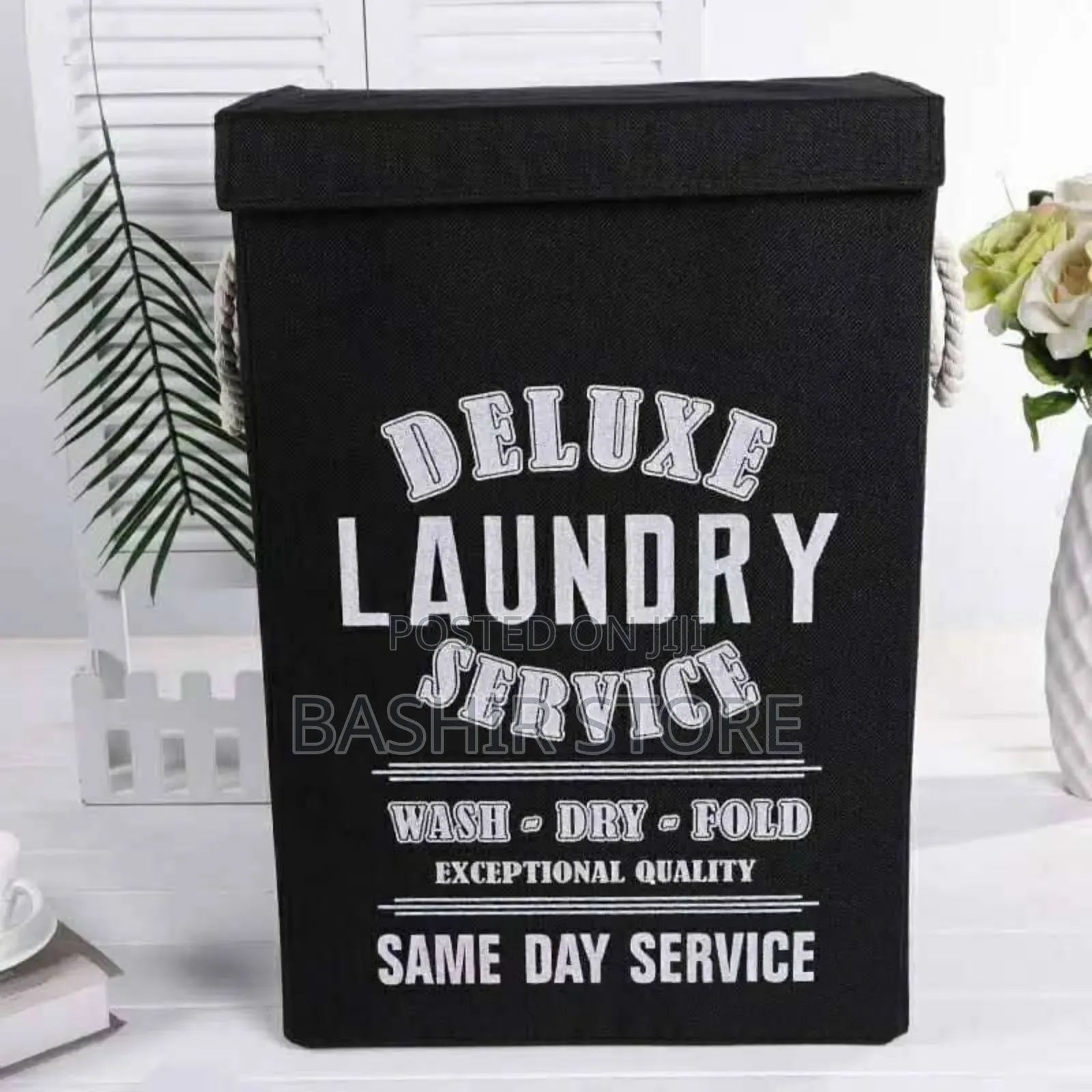 Foldable Fabric Clothes Laundry Basket With Rope Handle,