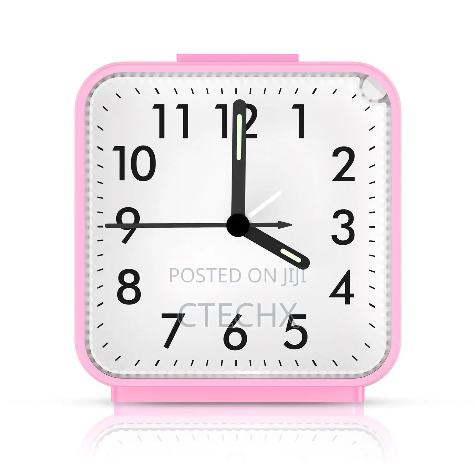 Brifit Silent Alarm Clock, Non Ticking Bedside Battery Powered. Pink