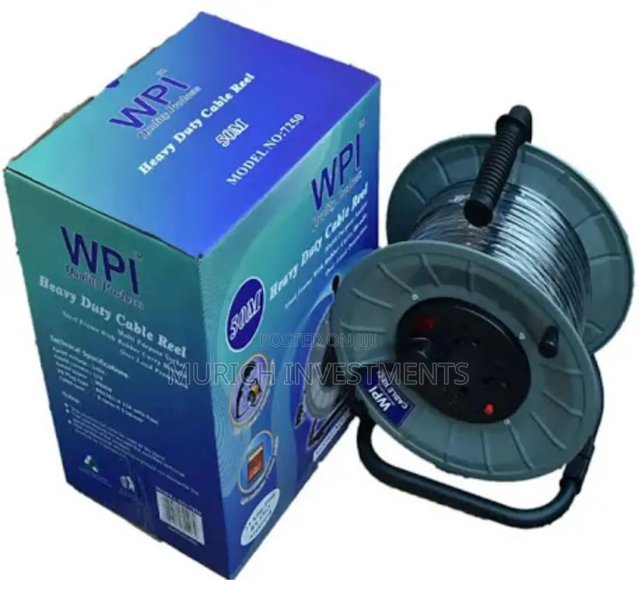 Heavy Duty Cable Reel, 3120 W, Black/Grey, 50 Meter
