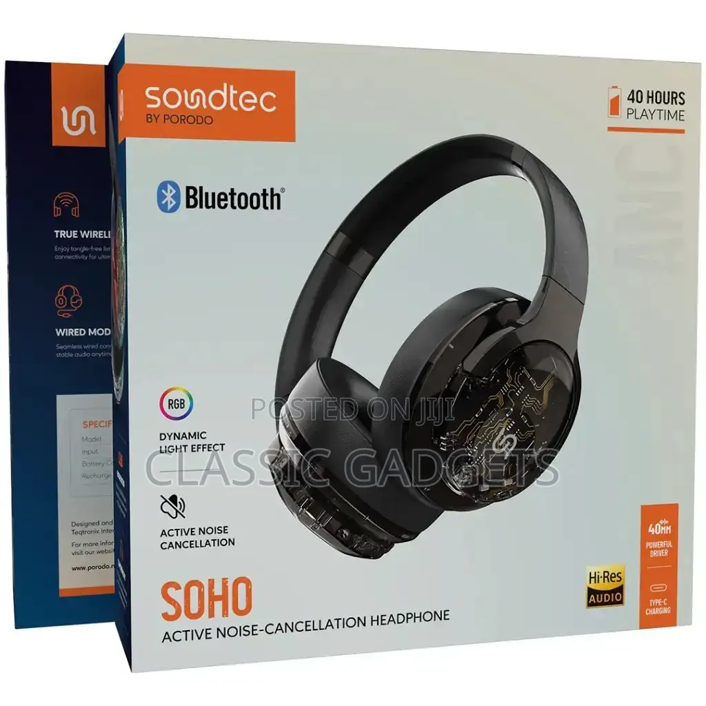 Porodo Soundtec Soho Active Noise Cancellation Headphone
